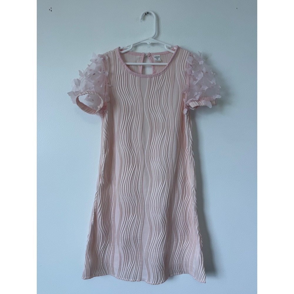 Girls‎ SHEIN Pink Textured Butterfly Sleeve Dress Size 9 Years